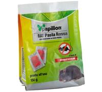 Papillon 3 BUSTINE X 150GR Esca RODENTICIDA in Pasta Fresca 150 Grammi Rossa 10 BUSTINE Interne da 15 GR