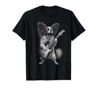 Papillon, cane che suona la chitarra, musica rock, amante dei cani Maglietta