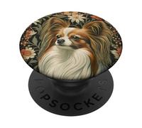 Papillon, cane rosso e bianco, design vintage PopSockets PopGrip Adesivo