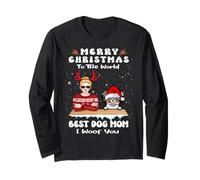 Papillon Christmas To The World Best Dog Mom Funny Xmas Maglia a Manica