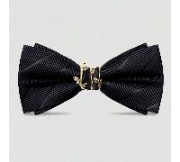 Papillon da uomo alla moda con decorazione in metallo a forma di ramo, adatto per sposo, banchetto di nozze, festa, accessorio per abito, papillon a righe nero Tagli Unica,2 pezzi Nero + Rosso Vino El