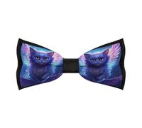 Papillon da uomo con gatto carino con ali, papillon classico regolabile pre-legato per feste di nozze aziendali, Stile:, Taglia unica