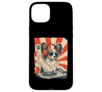 Papillon Dog DJ House Music Retro Amante dei cani Custodia per iPhone 15 Plus