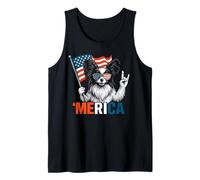 Papillon Dog Merica Bandiera Americana Patriottica 4 luglio Cane Canotta