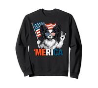 Papillon Dog Merica Bandiera Americana Patriottica 4 luglio Cane Felpa