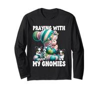Papillon Dog Mom Gnome For Christian Women Kids Cute Praying Maglia a Manica