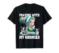 Papillon Dog Mom Gnome For Christian Women Kids Cute Praying Maglietta