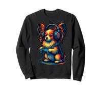 Papillon Dog Retro Gamer Vintage Gaming Amante dei cani Felpa