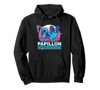 Papillon Dog Retro Vintage Synthwave Estetica Amante dei cani Felpa con Cappuccio