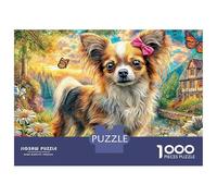 Papillon Dog Set Puzzle in Cartone Robusto Da 1000 Pezzi, Flower Garden, Gioco Educativo, Difesa Dallo Stress, Regalo Divertente, Attività Per Famiglia 38x26cm/1000pcs