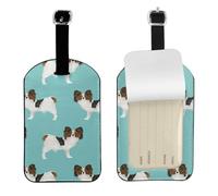 Papillon Dogs, simpatico cane Toy Spaniel,Etichette per bagagli in pelle PU, etichette per bagagli resistenti da viaggio, 2 pezzi