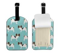 Papillon Dogs, simpatico cane Toy Spaniel,Etichette per bagagli in pelle PU, etichette per bagagli resistenti da viaggio, 2 pezzi