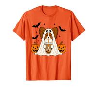 Papillon Ghost And Boba Cute Halloween Dog Humor Maglietta