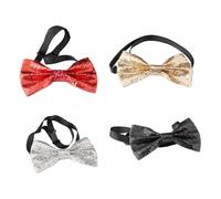 Papillon Glitterati,4 CPS Paillettes Scintillante Cinturino Regolabile Uomo Donna Lucido Glitterato Pre-legati per Matrimoni Feste Carnevali Spettacoli,Nero Oro Argento Rosso