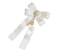 Papillon in pizzo bianco - Spilla con perle e strass per decorazione fai da te del collo(Type A)