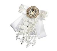 Papillon in pizzo bianco - Spilla con perle e strass per decorazione fai da te del collo(Type B)