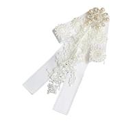 Papillon in pizzo bianco - Spilla con perle e strass per decorazione fai da te del collo(Type C)