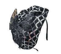 Papillon in pizzo francese con paillettes Mezzi cappucci anni '20 Fascinator fascia per capelli da donna