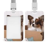 Papillon in The Box, porta badge con cordino, cordino staccabile, protezione verticale per carte d'identità, porta badge multiuso, per ufficio, insegnante, infermiera