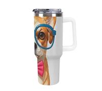 Papillon morbido per cani da compagnia, bicchiere oversize in acciaio inox, 1,18 l, a prova di perdite, grande capacità, tazza per auto con manico e cannuccia, doppia parete, sottovuoto