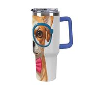 Papillon morbido per cani da compagnia, bicchiere oversize in acciaio inox, 1,18 l, a prova di perdite, grande capacità, tazza per auto con manico e cannuccia, tazza isolante sottovuoto a doppia