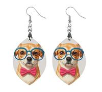 Papillon morbido per cani da compagnia, orecchini in legno con occhiali oversize per donne, gioielli vintage eleganti in legno, orecchini leggeri per matrimoni, feste, regalo di tutti i giorni, Star