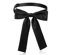 Papillon nero occidentale per uomini e donne, in tinta unita, papillon colonnello, nastro di raso, papillon da cowboy, regolabile, per uniforme scolastica, camicia per feste, matrimoni, cosplay, Nero