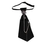 Papillon punk gotico - Cravatta con catena in metallo nero e strass per la sera e la moda JK(Color2)