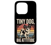 Papillon Retro Tramonto | Tiny Dog Big Attitude Custodia per iPhone 15 Pro