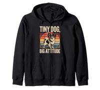 Papillon Retro Tramonto | Tiny Dog Big Attitude Felpa con Cappuccio