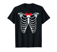 Papillon rosso scheletro adulto bambini divertente Halloween Maglietta