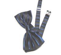 Papillon uomo nero a righe blu royal lucido elegante made in italy nuovo