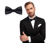 Papillon Uomo, Regolabile con Gancio, Papillon Pre-legati in Tinta Unita per Bambini Adulto, Cravatta a Farfalla Già Annodato per Feste, Matrimonio(Nero)