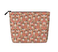 Papillons - Beauty case con motivo floreale di pesche e cani da compagnia, ottimo giocattolo Papillon Spaniel, per uso quotidiano, trousse in finto lino, borsa da viaggio portatile