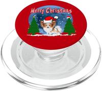 Papilon Dog Merry Christmas Santa Hat Funny Xmas PopSockets PopGrip per MagSafe