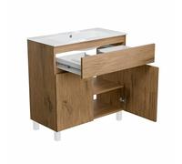 paplinskimoebel - Lavabo ARIZA con mobile largo 80 cm, Lavabo con mobile a 2 ante, Set di mobili da bagno - Legno/Quercia Lancillotto