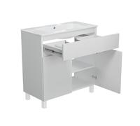 paplinskimoebel - Lavabo ARIZA con mobile largo 80 cm, Lavabo con mobile a 2 ante, Set di mobili da bagno - Bianco opaco/Fronte bianco brillante