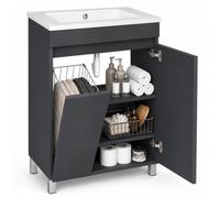 paplinskimoebel Lavabo con Mobiletto Ribera, Sospeso o a Terra, Lavabo con Mobiletto per Bagno, Cesto per Biancheria, Armadio per Biancheria, Ripiani Aggiuntivi, 2 Ante con Chiusura Ammortizzata