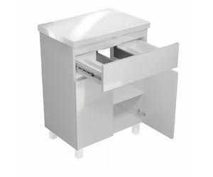 paplinskimoebel - Mobile per lavabo ARIZA TOP larghezza 60 cm, senza lavabo, base con cassetto, sospesa o in piedi, per lavabo da appoggio - Bianco opaco/Frontale Bianco lucido