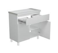 paplinskimoebel - Mobile per lavabo ARIZA TOP larghezza 80 cm, senza lavabo, base con cassetto, sospesa o in piedi, per lavabo da appoggio - Bianco opaco/Frontale Bianco lucido