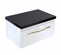 paplinskimoebel - Mobile sottolavabo per lavabo da appoggio 60 cm di larghezza Merida Top, mobiletto da bagno, mobiletto da bagno, mobiletto da bagno, colore: bianco con piano di lavoro nero
