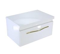 paplinskimoebel Mobili da bagno 60 x 40 x 30 cm, laccato bianco lucido, cassetto + maniglie dorate, armadietto da bagno, armadio da parete Glamour Style (bianco)