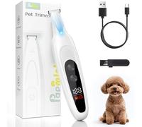 PAPMINI Rasoio per zampe di cane ultra affilato, con luce LED, anti-tiro, 35 dB, a basso rumore, per piedi del cane, tosatrice elettrica a 2 velocità per toelettatura, rasoio per gatti ricaricabile