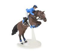 Papo - CAVALLO OSTACOLO E IL SUO CAVALIERE - Statuetta realistica - 3 anni - Cavalli, puledri e pony - Dipinto a mano - Giocattolo educativo - Dettagli fedeli - Idea