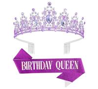 Papoopy Tiara di compleanno con fascia da donna, fascia per capelli, accessorio per capelli per feste di nozze, costume viola