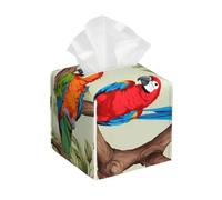 Pappagalli colorati su albero stampa copertura della scatola del tessuto, supporto del tessuto di cuoio decorativo della scatola del tessuto per la cucina, il bagno