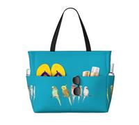 Pappagalli colorati su albero stampa grande capacità borse impermeabile sabbia spiaggia palestra viaggi vacanze picnic taglia unica, Nero , Taglia unica