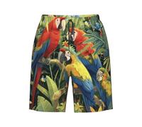 Pappagalli Pianta Tropicale Fiore Bosco Uomo Costume Mare Asciugatura Rapida Bermuda da Bagno Resistenti Pantaloncini da Surfe 3XL