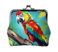 Pappagalli su albero stampato microfibra PU portafoglio in pelle bacio blocco mini sacchetto per rossetto chiave cambiamento organizzazione