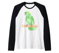 Pappagallo acquarello amazzonico dal Pelo Giallo Maglia con Maniche Raglan